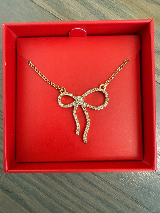 Talbots Jewelry - Talbots Gold Ribbon Bow Crystal Necklace